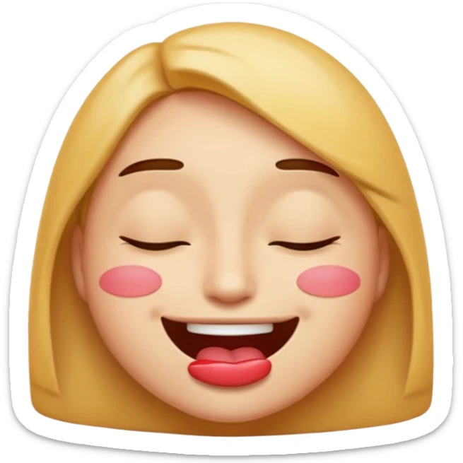An emoji with lips out and eyes closed like holding ing a laugh sticker
