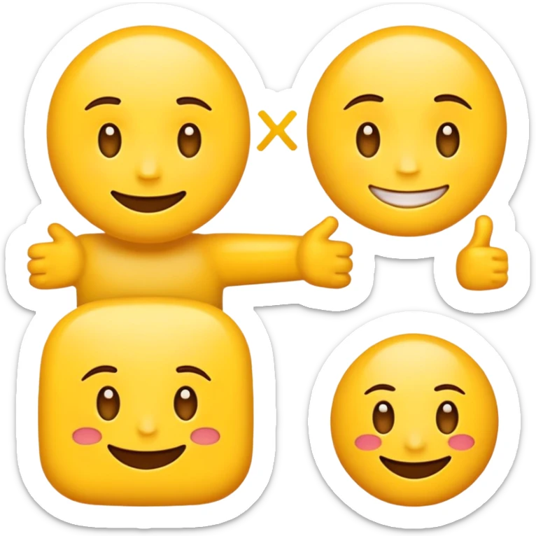 Cartoon emoji with exactly two X characters and one 1 character arranged as X1X sticker