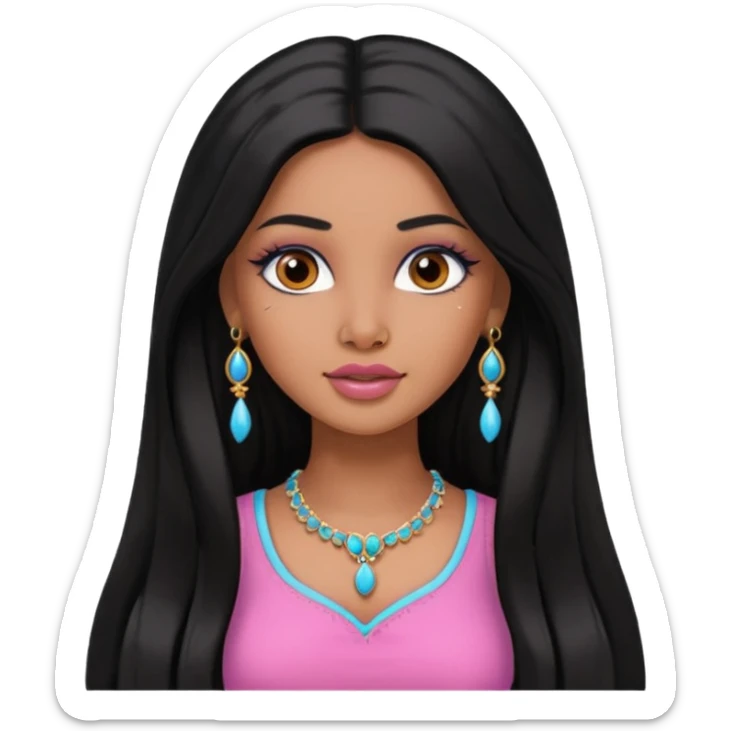 Indian Barbie with black long hair and a nose piercing  sticker