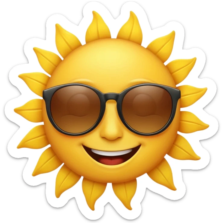 can i have an image of a yellow sun smilling with sun glasses on sticker