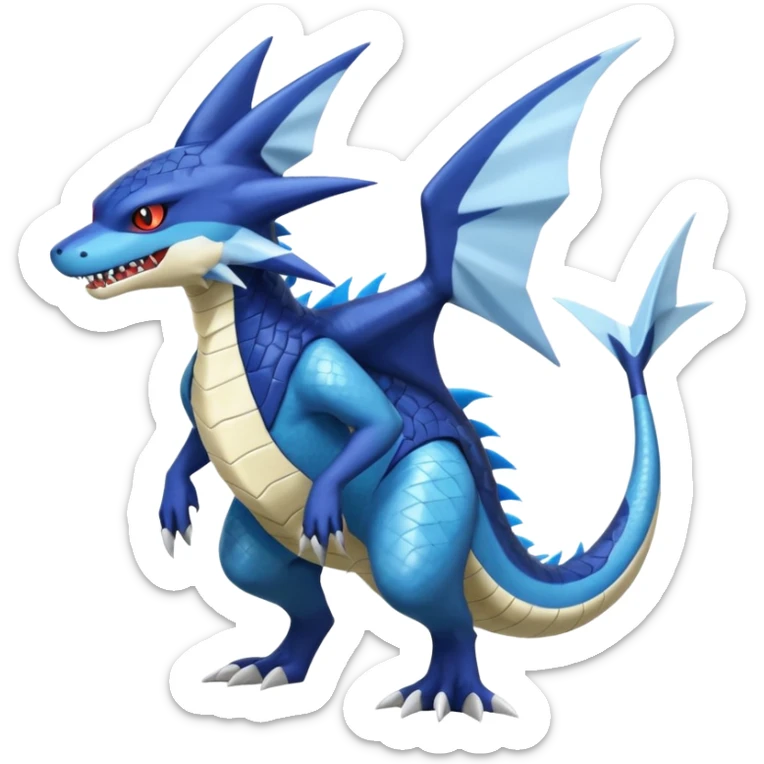Sergal-Sharpedo-Garchomp-Nargacuga-Silvally-Vaporeon-fusion-hybrid-creature, full body sticker