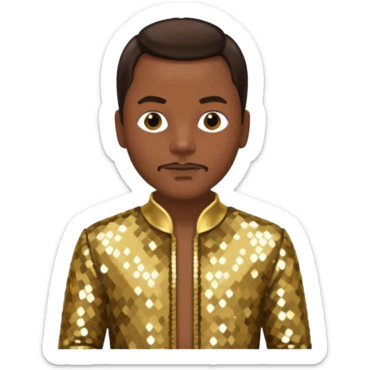 Philip Bailey from Earth, Wind & Fire with dark brown hair, gold sequin outfit sticker