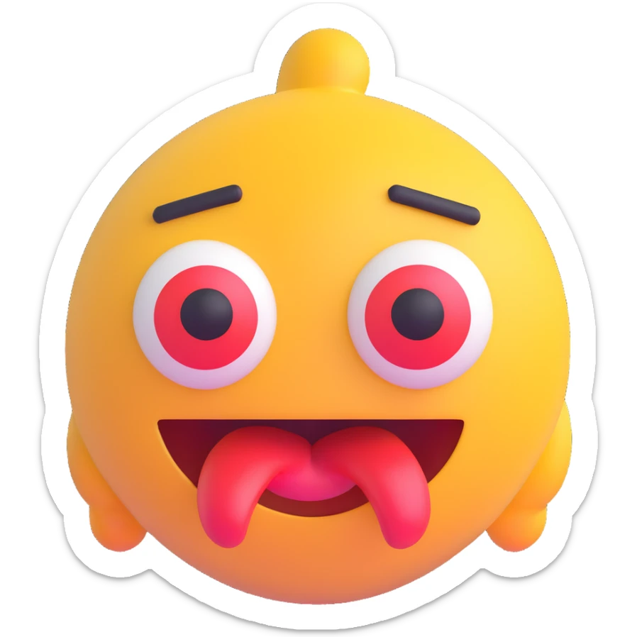 annoyed face with rolling eyes and a shocked mouth, 3D emoji style sticker