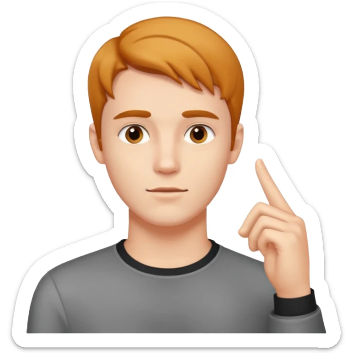 (Mewing) make a emoji of a guy looking to the left full face with a good jawline he looks Sigma in a Gen Z way, and he’s touching with his pointer finger, his jaw line sticker