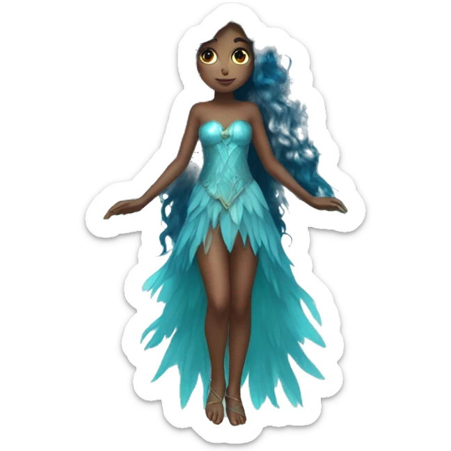 Beautiful, fairy, blue, turqoise, long hair, big wings sticker
