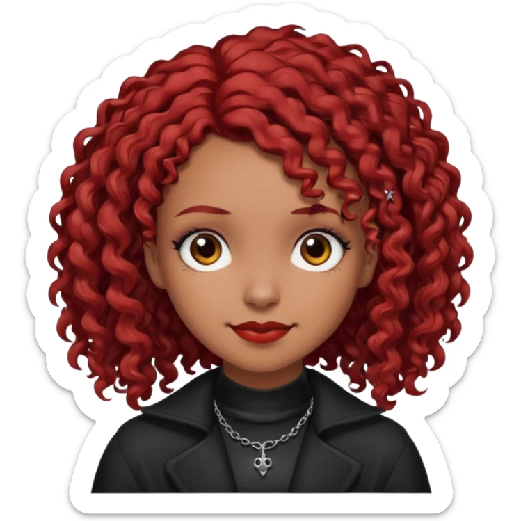 goth girl red hair cacheado médio pele parda, várias expressões  sticker