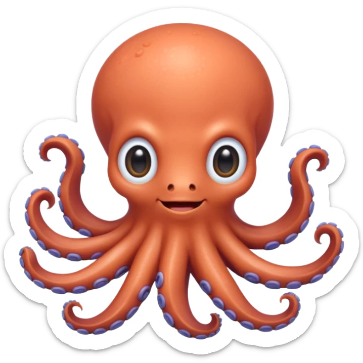 very cute aesthetic octopus with small arms, big shiny eyes, soft pastel colors, charming smile sticker
