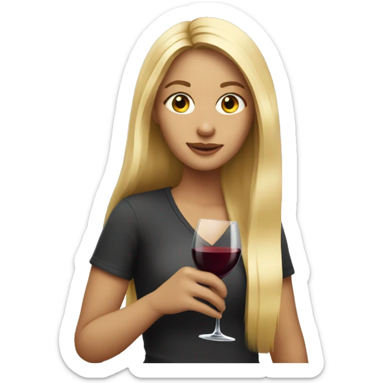 long blonde hair girl with glass wine sticker