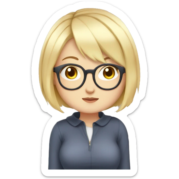Chubby anime girl with glasses and short blonde hair sticker