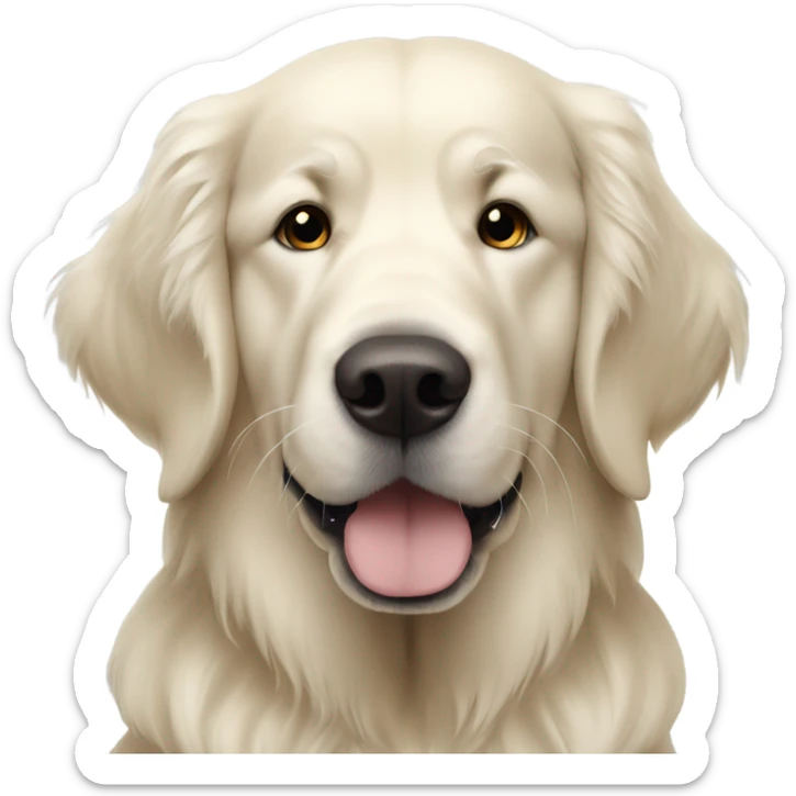 Big white golden retriever with big black nose up to the camera sticker