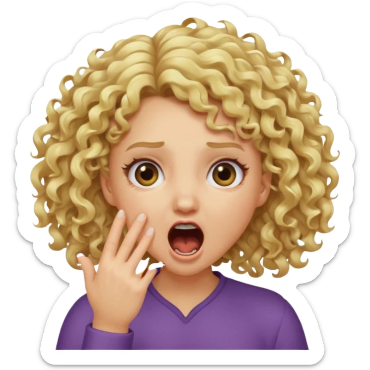 Emoji di ragazza bionda riccia che urla ma non è spaventata e mette una mano in faccia sticker