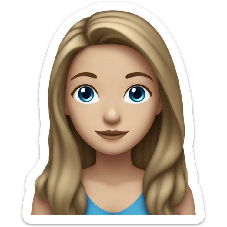 white Girl with a tan and long brown hair and blue eyes sticker