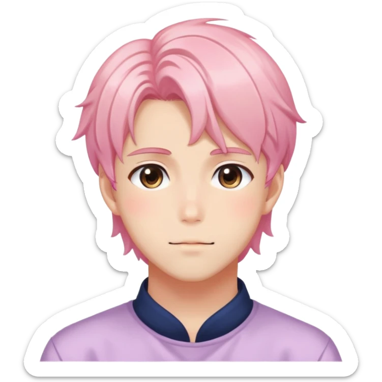 Gorgeous colorful shiny romantic pastel anime style shojo man with blushing face aesthetic and pretty hair trending style sticker