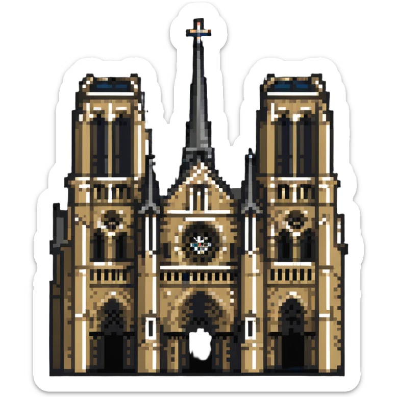 Notre Dame Cathedral in Paris with Gothic architecture and twin towers sticker