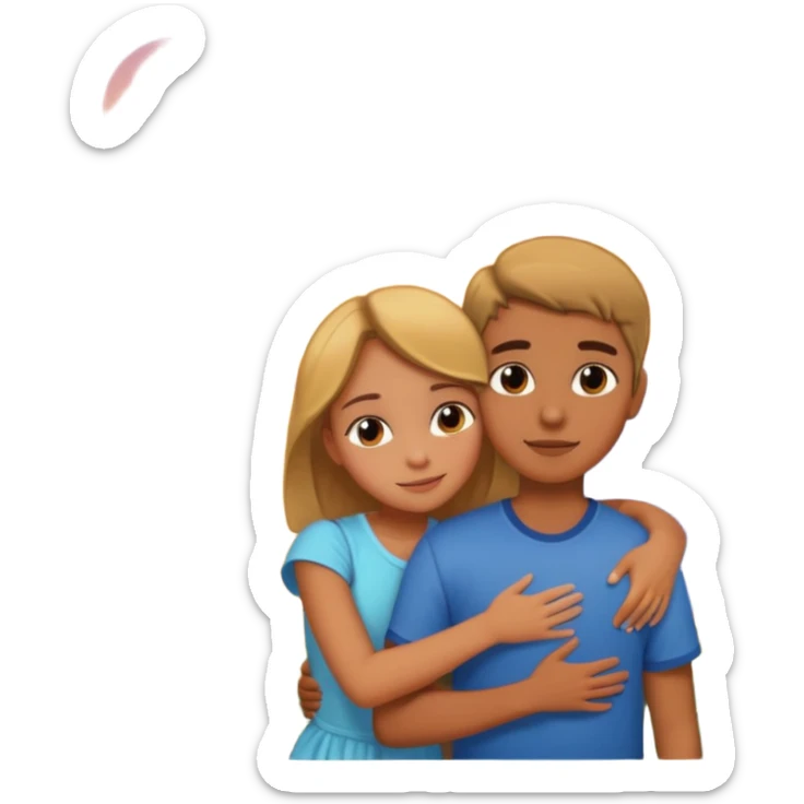 una chica con un chico abrazados viendo el atardecer sticker