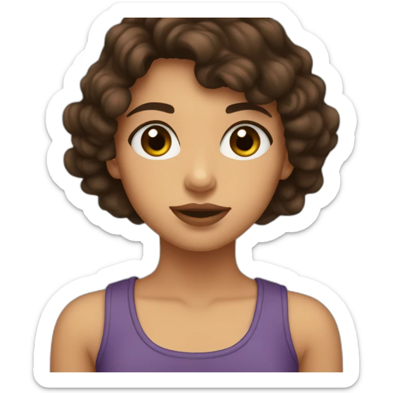 small lips big brown eyes dark brown hair tanned girl sticker