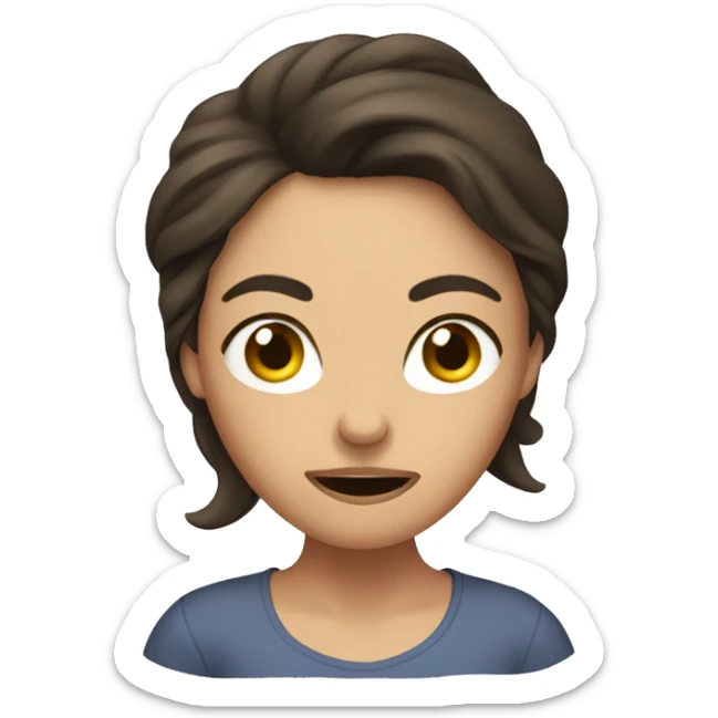 Brunette woman pulling her hair out of annoyance  sticker