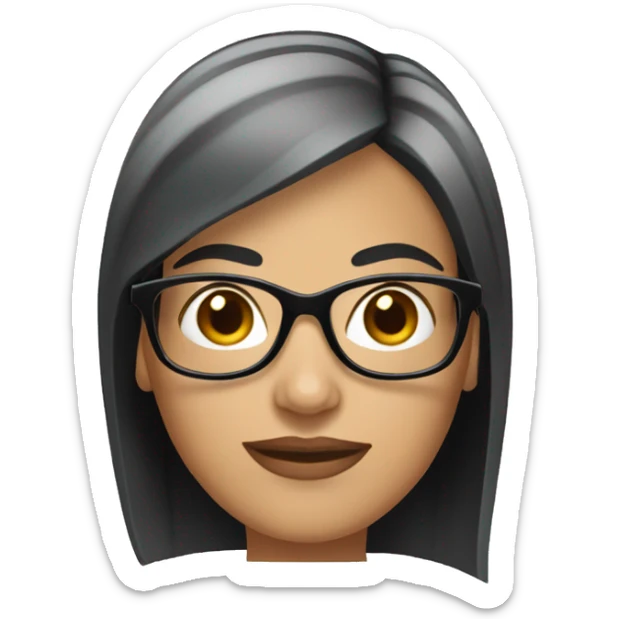 Hispanic white woman with short straight black hair and glasses  sticker