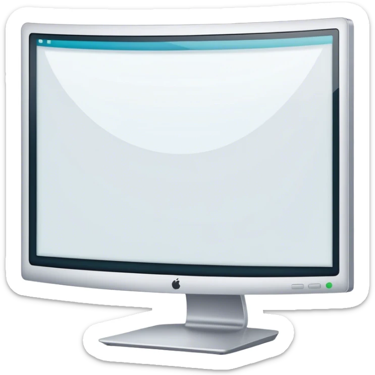Create a professional emoji for UX/UI design. Show a curved monitor with 2 windows : one displaying white empty page, and the other showing the completed web interface. Use modern, professional colors. Do not include any emojis or smiley faces. Make the background transparent. sticker