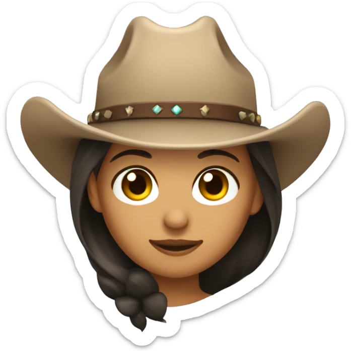 Cowgirl fair skin and long dark hair sticker