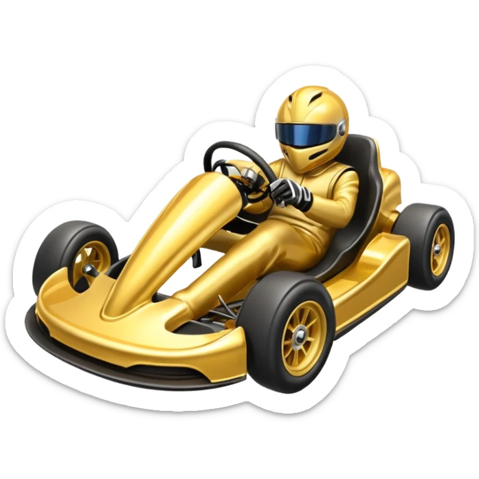 Volant karting seul en or sticker