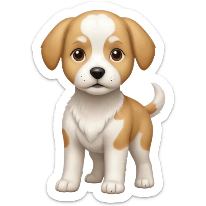 a full body white beagle x maltese x chi dog the size of a kelpie with light brown ears and a light brown patch on one eye sticker
