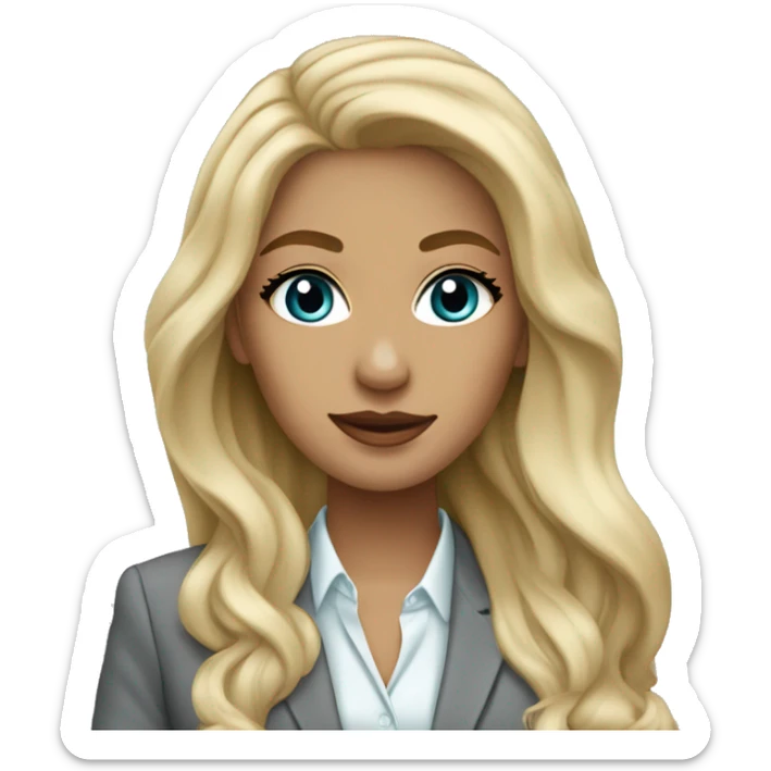 Blonde long hair Tiffany diamond seller in a grey suit sticker