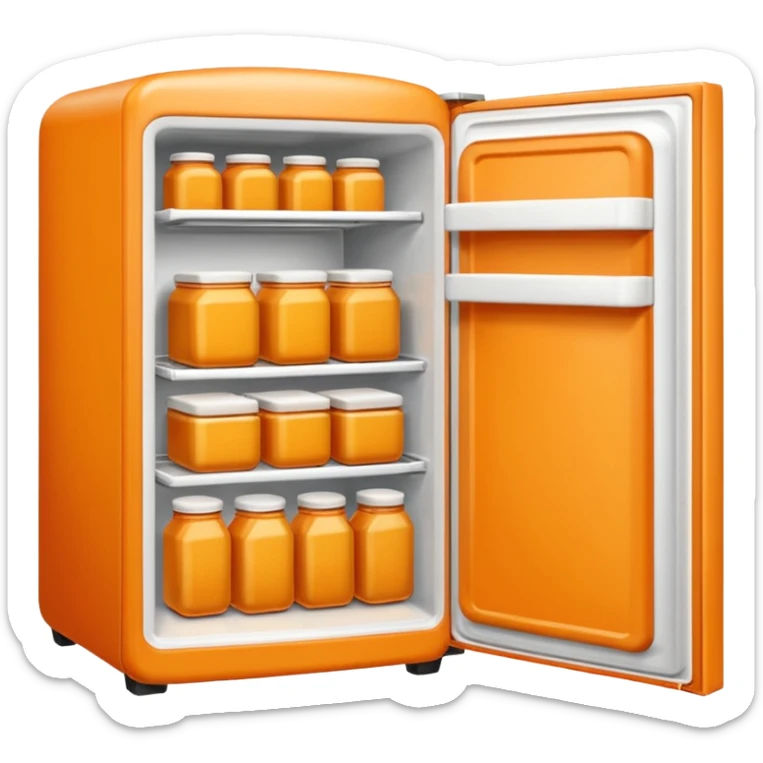 Hi refrigerator ! 
light orange color 
emoji size: 192*192
inside: full of ingridents sticker