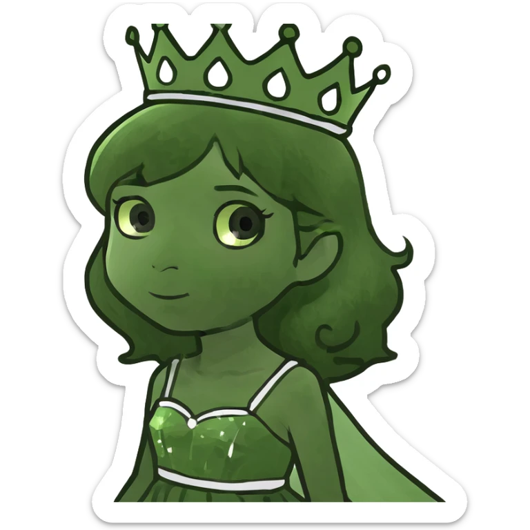 Blonde green eyes princess girl with medium length hair sticker