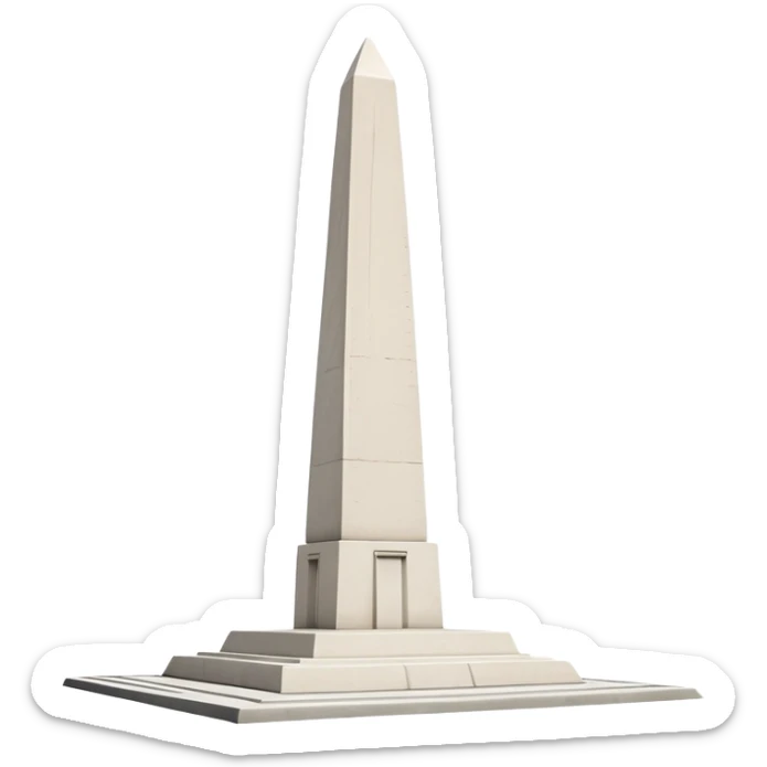 The Obelisk of Buenos Aires, a simple tall white stone monument with a pointed top, no staircase or base at the bottom, standing directly on flat ground, iconic Argentine landmark sticker