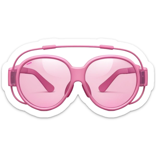 pink industrial safety glasses, minimalist design with transparent pink lenses, protective eyewear sticker