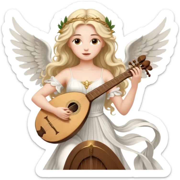 Muse of inspiration with wings and a lyre in her hand sticker