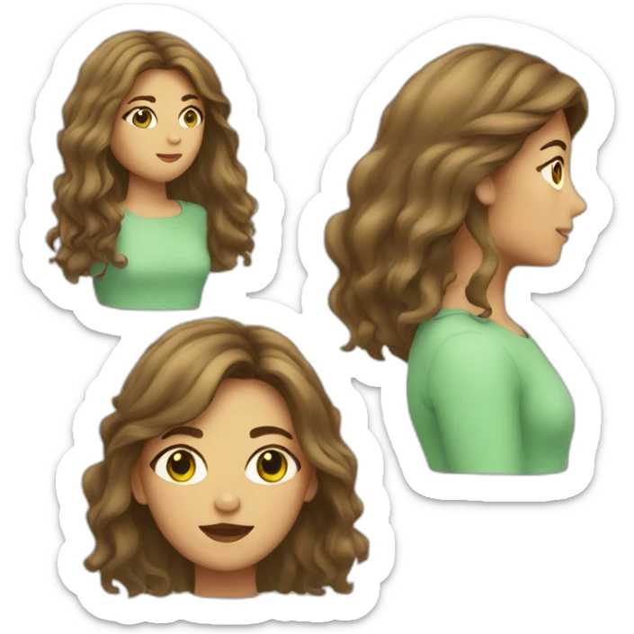 woman, long hair, one eye brown, one eye green sticker
