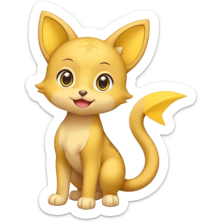 Shinx, round ears, yellow star on tail, full body, big eyes, happy sticker