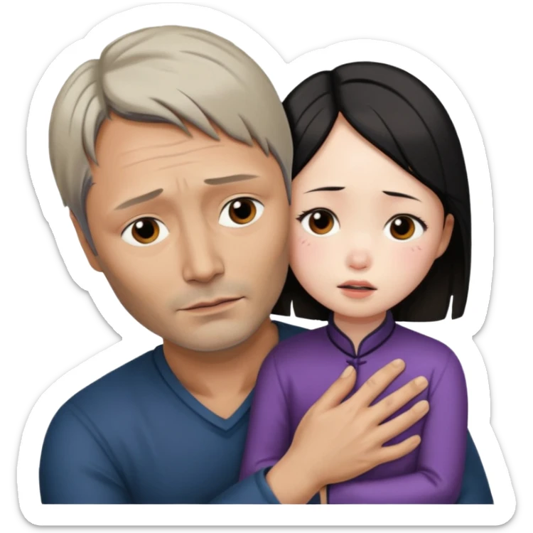 mads mikkelsen holds asian girl by the neck sticker