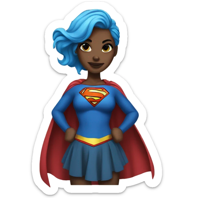 Supergirl with blue hair and sleev tatto sticker