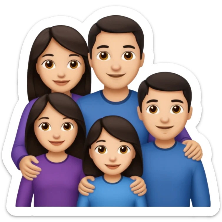 Light skin dark hair, Hispanic family of 6 sticker