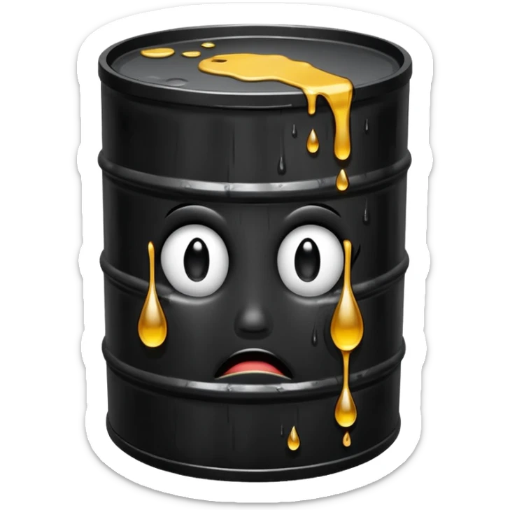 crying oil barrel (use the default tear drops and oil barrel emoji to create it) sticker