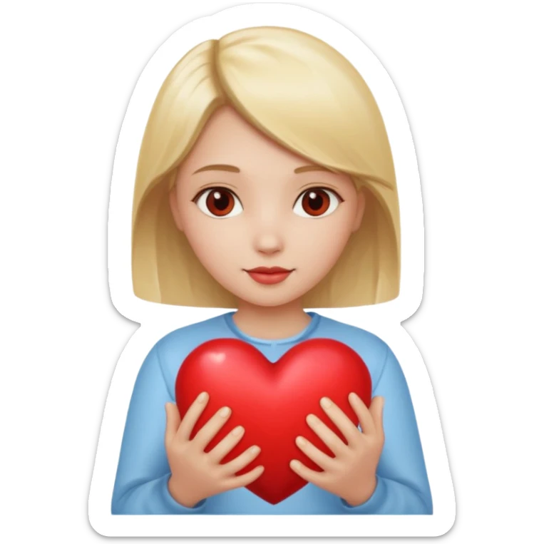 prayer girl blond hair red heart in her hands sticker