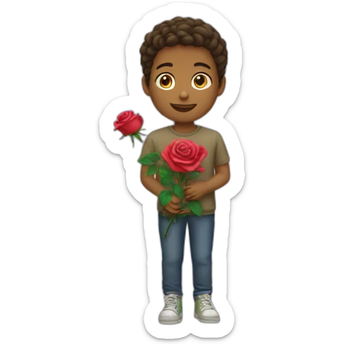 A boy gave a bunch of rose to a girl  sticker