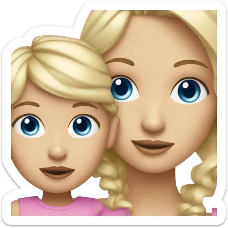 blue eyed mom blonde and daughter baby sticker