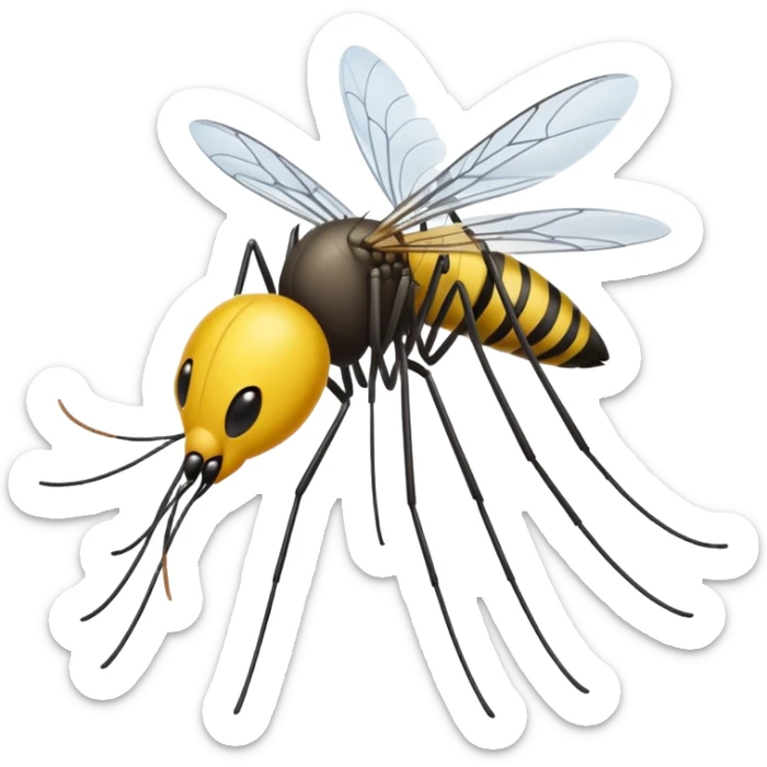 Make me a emoji of a mosquito surfing, slightly overweight and balding sticker