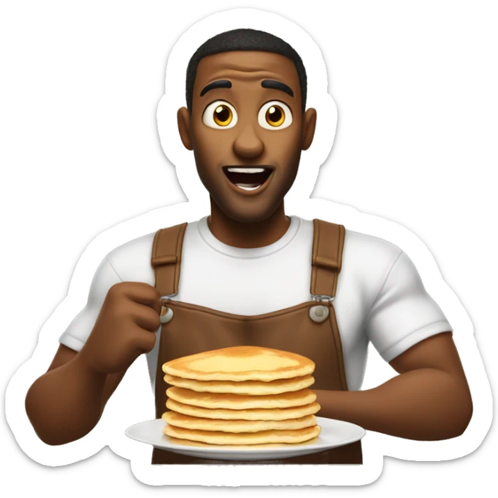 A man who is really hungry about to eat pancakes and he has an excited expression on his face! sticker