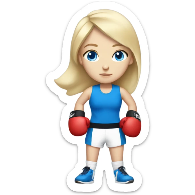 Blonde girl, white skin, blue eyes in activewear boxing  sticker