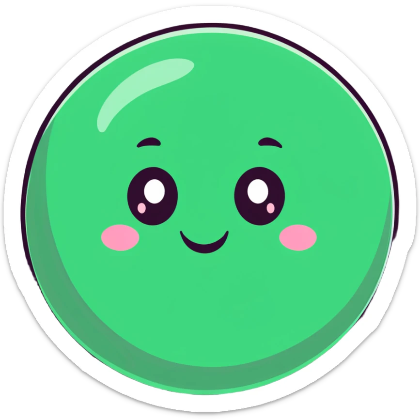 planet with misty smoky atmosphere and a cute happy face with big eyes sticker