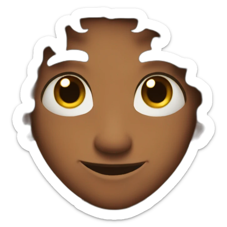 An imp,red skin,black hair,brown eyes,smile,brown horns sticker