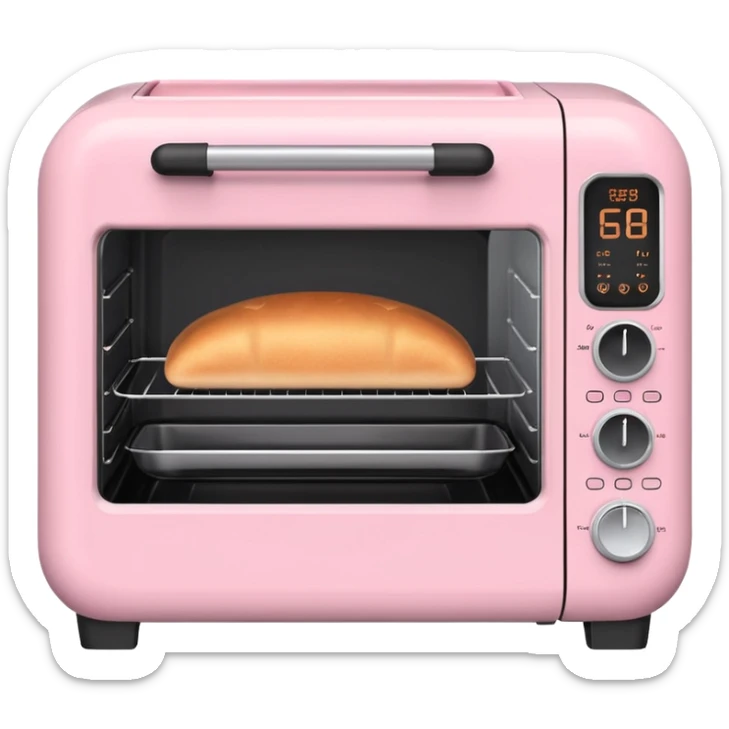emoji-style Ninja Combi countertop oven, pastel pink appliance, rounded edges, soft highlights, simple shadows, modern kitchen gadget aesthetic, realistic, centered, white background sticker