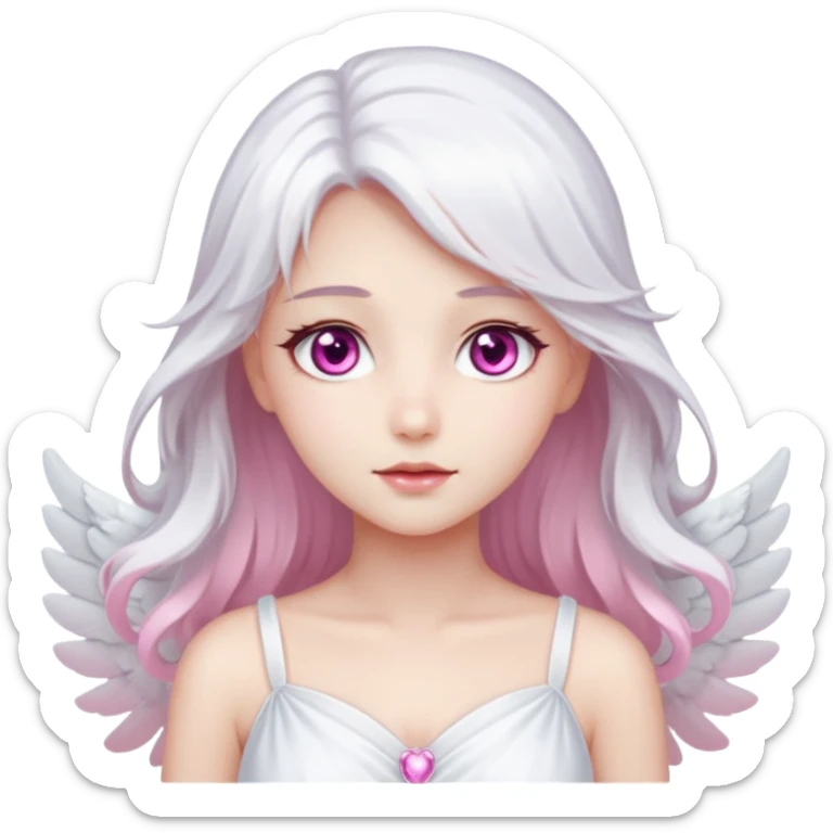 An angel with sparkling pink eyes and fair skin, very beautiful. sticker