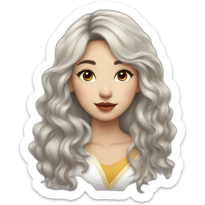 Kazakh girl with long wavy wolf cut and septum whose style was influenced by korea sticker