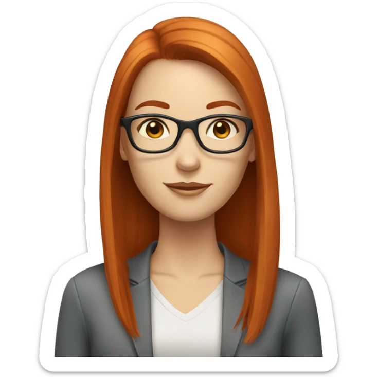 redhead white woman with long straight hair and glasses sticker